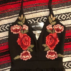 Hot Topic rose brocade romper XS